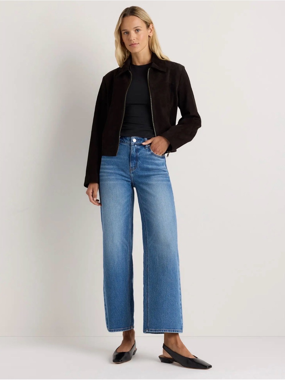 Quince Luna stretch relaxed straight jeans NWT 27